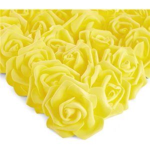 100 Pack Yellow Artificial Flowers Bulk Stemless Fake Foam Roses for Wedding 3in